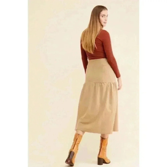 Rita Row Beauty in the Buttons Tan Wool Skirt - Picture 2 of 4